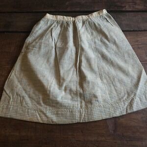 Homespun Wool Creme & Blue  Grid Pattern Antique Edwardian 1910s 1920s Skirt